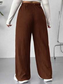 SHEIN EZwear Pantalon droit décontracté et simple de couleur unie grande taille