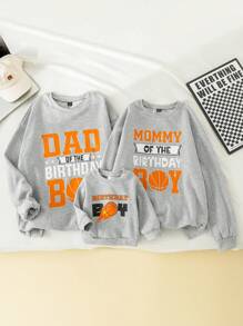 Áo nỉ dài tay cổ tròn raglan họa tiết ngôi sao và bóng rổ màu tương phản thường ngày dành cho nam, ấm áp và thoải mái cho các hoạt động hàng ngày của cha mẹ và con cái, đi chơi, trong nhà và ngoài trời vào mùa thu/đông - Xám - Xem 3