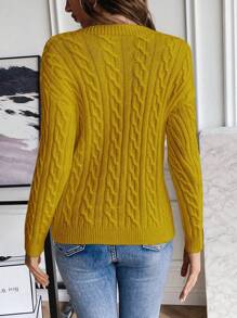 SHEIN PETITE Casual Solid Color Drop Shoulder Sweater, Suitable For Autumn And Winter