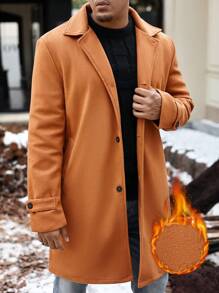 Manfinity Homme 1pc Men's Solid Color Lapel Jacket, Casual For Autumn - Brown - View 3
