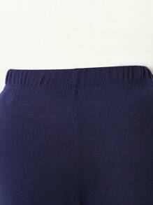 SHEIN 2pcs Girls' Basic Solid Color Flared Leggings, Navy Blue And Black Combination, Long Length - Multicolor - View 4
