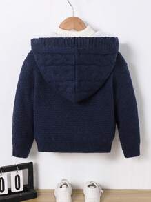 SHEIN 1 Stück Kleine Jungen Lässig College Komfortable Mode Einfach Praktisch Allround Weich Gemütlich Twist Textur Mit Griff Gemütlich Dick Warm Mit Kapuze Pullover Kinder Outfit Kleine Jungen Kleidung SchulKleine Jungen Set Kleine Jungen Outfit Familienpassende Outfits Geeignet für Geburtstagsfeier Geeignet für den Alltag Geeignet für Schule Geeignet für Reisen Geeignet für Sport Geeignet für Herbst und Winter