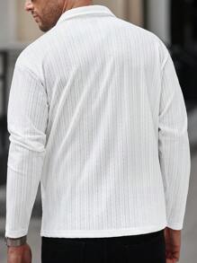 Manfinity CasualCool Chemise polo à manches longues de base avec col, texture côtelée, décontractée pour homme, pour sortir, pour le mari