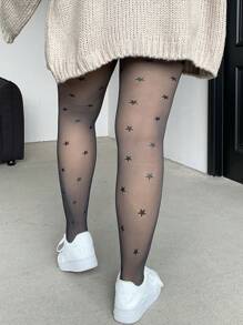 Dazy Plus 女士透明圆点紧身打底裤 - 黑色 - 查看 2