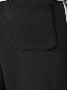 SUMWON Regular Fit Overhead Hoodie & Sweatpants With Embroidery & Colour Block Panels 2 Piece Set - Black - View 8