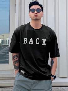 DAZY Camiseta casual de hombre con gráfico de letra simple, minimalista y de moda para uso diario, verano
