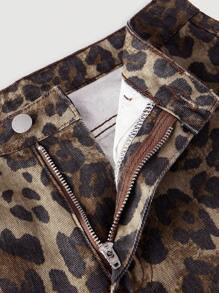 SHEIN MOD Women's Casual Retro Leopard Print Wide Leg Jeans, Vintage, Fall Women Clothes