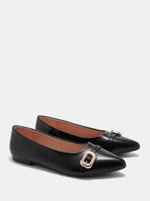 CUCCOO CURVES Wide Width & Toe Box Flat Buckle Single Strap Shoes, White, Fashionable For All Seasons For Christmas And New Year Holiday Vibe Fall And Winter - Black - View 4