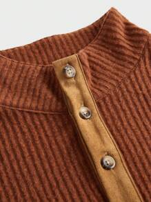 Mainfolk Men's Fitted Casual Raglan Half-Zip Knitted Long Sleeve Polo Shirt, Suitable For Autumn/Winter - Red - View 3