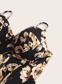 Sweetra Body floral de talla grande, casual y versátil para el transporte, para el verano - Negro - Ver 3