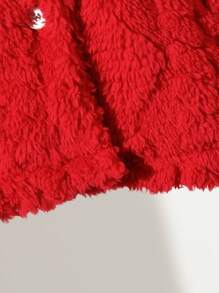 Baby Girls' Casual Solid Color Cable Knit Thick Warm Outwear, Fashion Style For Autumn/Winter - Red - View 5