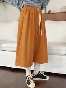 DAZY Pantalon de jogging ample à taille élastique pour femmes - Kaki - Voir 1