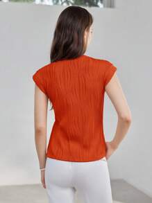 MOTF PREMIUM 纯色蝙蝠袖纹理针织上衣 - 橘色 - 查看 6