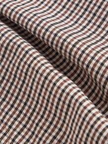 SHEIN MOD 大码复古格纹阔腿休闲裤，秋季 - 棕色 - 查看 4