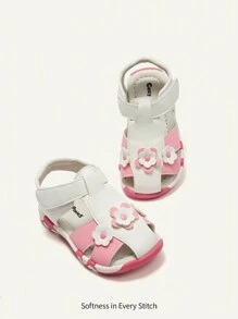 Cozy Pixies 1 par Sandalias deslizantes de niña de dos tonos, versátiles, retro, casuales y cómodas para el verano