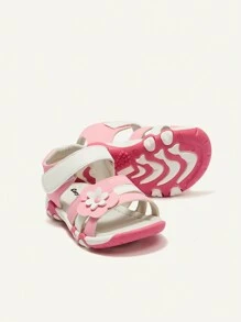 Cozy Pixies 1pair Fashion Versatile Vintage Casual Comfy Cute Beach Sandal For Little Girls, Dual-Color Sole