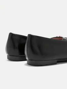 CUCCOO CURVES Wide Width & Toe Box Flat Buckle Single Strap Shoes, White, Fashionable For All Seasons For Christmas And New Year Holiday Vibe Fall And Winter - Black - View 5