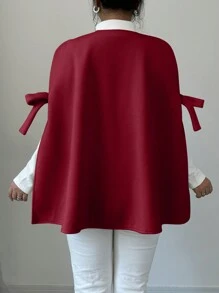 Elenzga Women's Casual Bow Decorated Overcoat For Autumn, Outerwear