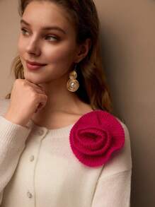 MOTF CONTRAST STEREO FLOWER DROP SHOULDER OVERSIZE CARDIGAN - Apricot - View 3