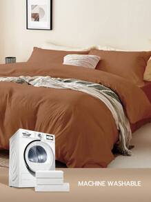 2/3pcs Summer Duvet Cover Set, Without Comforter, Super Soft & Breathable Bedding Set, Includes Pillowcase, Wrinkle-Resistant, Fade-Resistant, Suitable For Hotel Master Bedroom And Guest Room, All Seasons, Multiple Colors And Sizes Available, Bedding Set, Room Decor, Ideal Gift, Essential For Home And Student Dormitory. - Mocha Brown - View 9