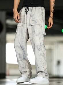 Manfinity Hypemode Men Tie Dye Flap Pocket Drawstring Waist Cargo Pants - Multicolor - View 7