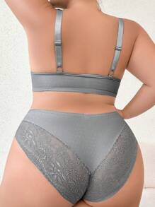2pcs Grey Front Closure Underwire Bra Set - Grey - View 2