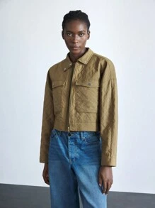 Maija Women's Solid Color With Pockets Metal Buckle Front Loose Long Sleeve Padded Coat, Early Spring / Winter Festival