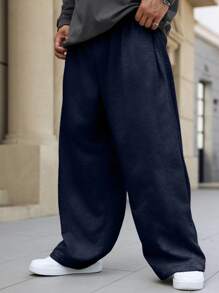 Manfinity Homme Pantalón de chándal holgado de unicolor con bolsillos para tallas grandes - Azul - Ver 5