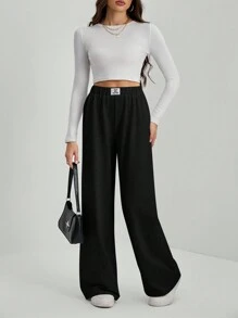 SHEIN Tall 女士休闲贴花阔腿七分裤