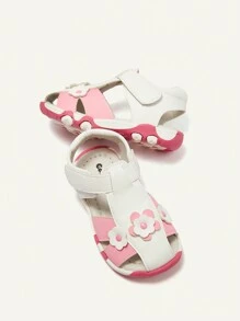 Cozy Pixies 1 par Sandalias deslizantes de niña de dos tonos, versátiles, retro, casuales y cómodas para el verano