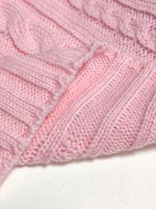 Calvaya Plus Size Plain Turtleneck Twist Knit Casual Versatile Long Sleeve Pullover Sweater, For Winter Knit Pullover Fall - Pink - View 5