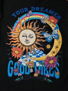 Set de 3 camisetas de manga larga impresas de punto informal y de moda para niños preadolescentes