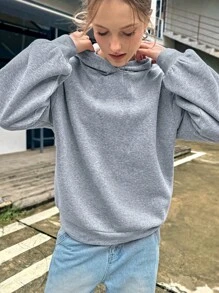 INAWLY Áo nỉ in số thời trang nữ, Thu Đông - Xám - Xem 3