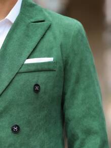 Manfinity Mode Christmas Double Breasted Suit Jacket And Trousers Set For Men - Green - View 3