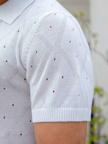 Manfinity Homme Men's Casual Daily Mesh Breathable Short Sleeve Knit Top, Summer - White - View 5