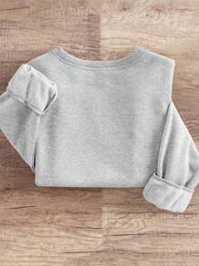 INAWLY Plus Size Christmas Tree Graphic Print Loose Fit Crew Neck Sweatshirt, Casual Pullover For Autumn & Spring