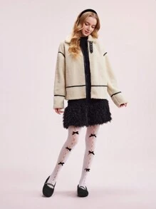 CUCCOO DOLLMOD New European Style Mink Wool Round Toe Flat Slip-On Monk Strap Women Loafers New Year Holiday Valentines