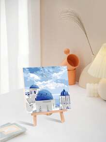 1pc Paint By Numbers Kit For Adults Beginners, Mediterranean Scenery ,20 Wx20 L Or 30 Wx30 L Canvas Pictures ,Drawing Paintwork With 2 Pcs Paintbrushes,Acrylic Pigment Flowers And Landscapes,DIY Painting,Home Wall Decor Christmas For Holiday Gift Giving - Multicolor - View 3