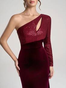 SHEIN Belle 女士正式晚礼服（华丽装饰） - 酒紅色 - 查看 4