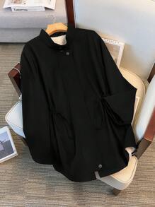 SHEIN LUNE Veste zippée casual chaude et doublée thermique, tailles grandes, automne/hiver