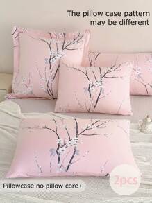 2 件最便宜的柔软超细纤维枕套 - 花卉枕套，防过敏透气枕套，大号长款标准大号双人床，全尺寸特大号双人床，身体床，欧式床和方形床，适合所有季节床上用品套装 - 粉色 - 查看 2