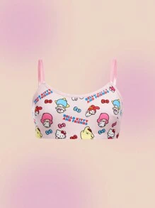 HELLO KITTY AND FRIENDS | SHEIN Tween Girl 3pcs/Set Cute Kitty Print Cami Top, Blue, Pink And White