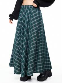 ROMWE Fairycore Women's Autumn Fashionable Countryside Style Patterned Pocketed Skirt
