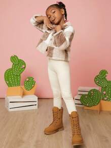 Mini mi Bestseller Kid's Camel Fold-Over Combat Boots – Cozy, Convertible Two-Way Wear For Winter Style - Camel - View 3