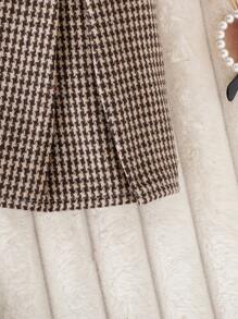 SHEIN Playful Pals Baby Girl Ruffle Trim Jacket & Skirt Set With Hat, Spring & Autumn Fall Clothes - Brown - View 8