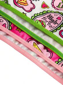 TEENAGE MUTANT NINJA TURTLES | SHEIN Tween Girl 2 件套字母和心形印花 Ringer 工字背文胸上衣带胸垫 - 粉色 - 查看 7