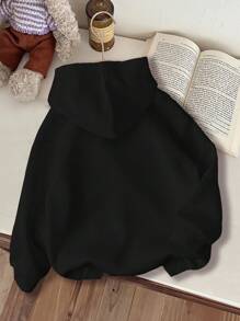 SHEIN 年轻男孩休闲日常柔软针织长袖厚连帽衫，适合秋冬季