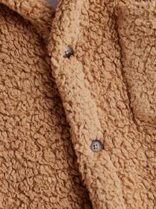 Manfinity VCAY Men Loose Fit Drop Shoulder Casual Fluffy Cardigan Jacket Suitable For Autumn - Khaki - View 3