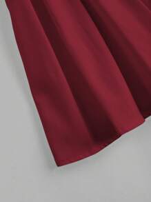 SHEIN EZwear Women Woven Solid Color Pleated Zipper Casual Skirt