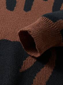 Manfinity EZcore 男士简约时尚休闲套头毛衣，日常穿着，男士毛衣，棕色毛衣，图案毛衣，男士图案毛衣，抽象印花毛衣